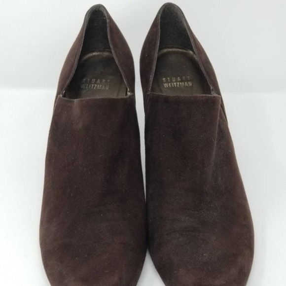 Stuart Weitzman Women's Suede Slip On High Heel Ankle Booties Brown Size 9 - Picture 4 of 7